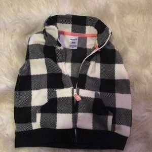 Babygirl black&white plaid fleece vest